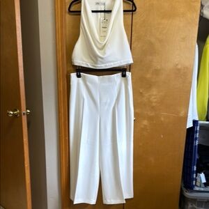 Zara White Cowl Neck Top and Matching Pants Co-ord